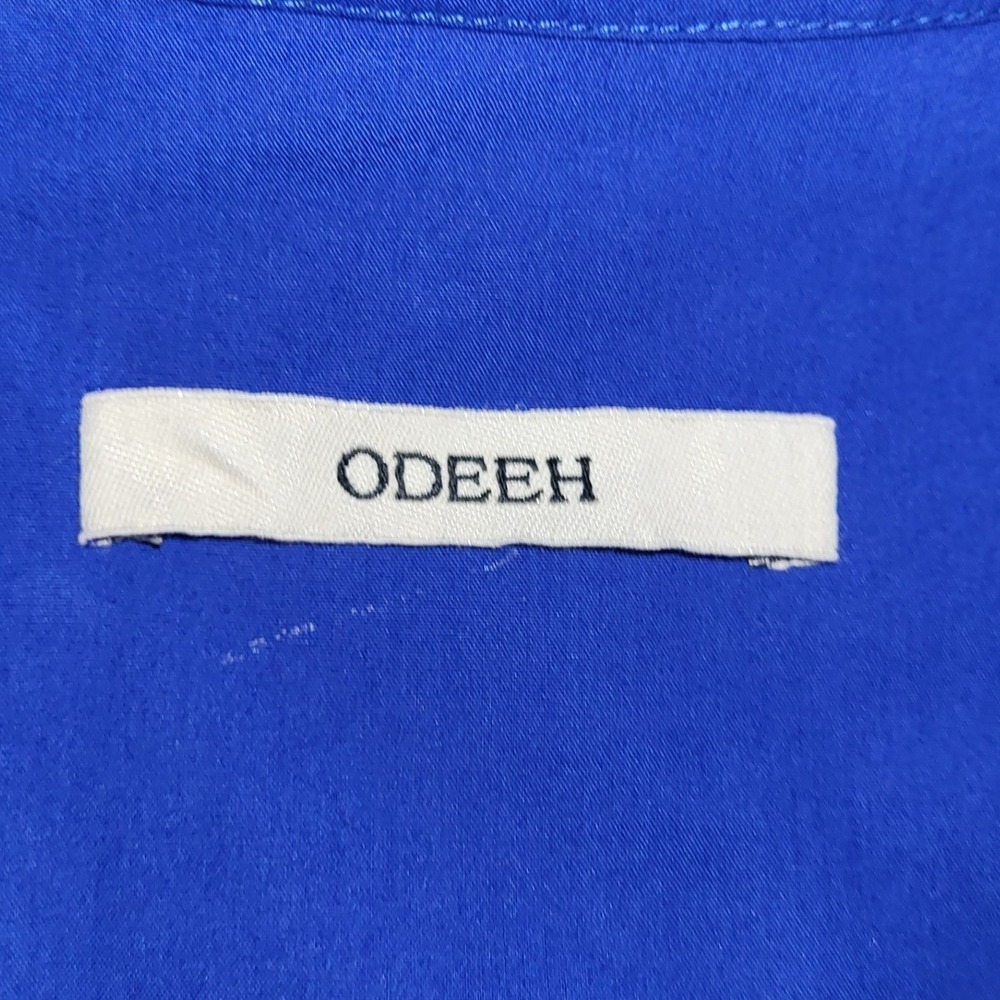 Odeeh Cobalt Blue Cotton Fit Flare Midi Dress Short Sleeve Size 32 / XS - Picture 5 of 9